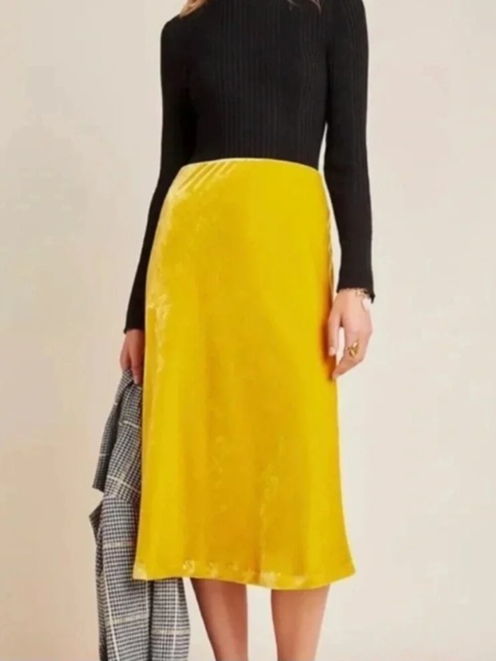 Maeve Anthropologie Golden Mustard Velvet Pencil Skirt
